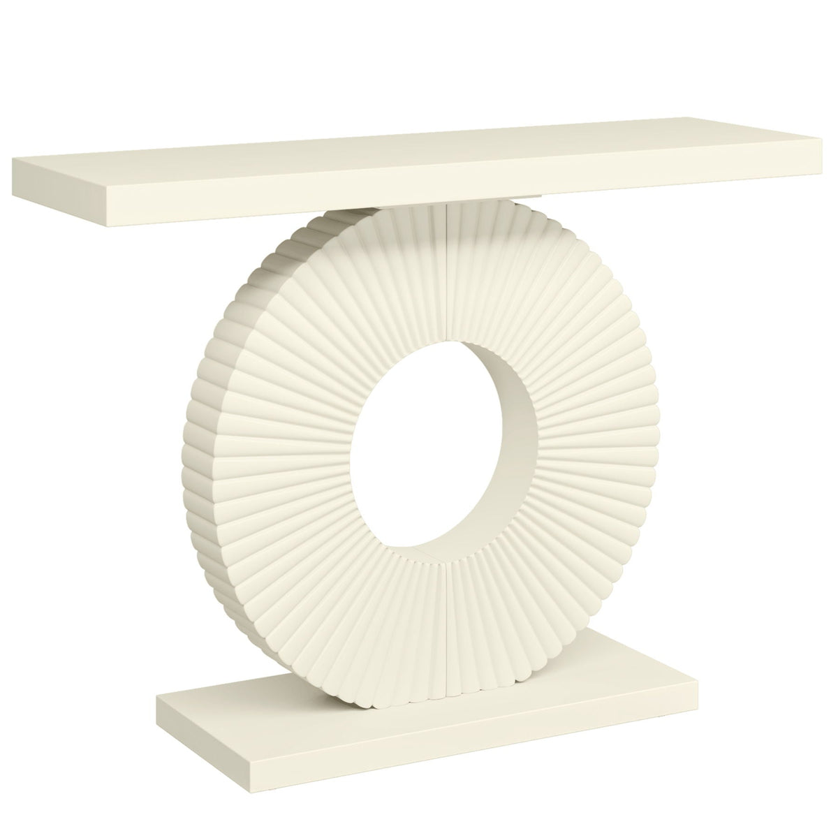 Kaelo Sculptural Geometric Console Table With Walnut Finish