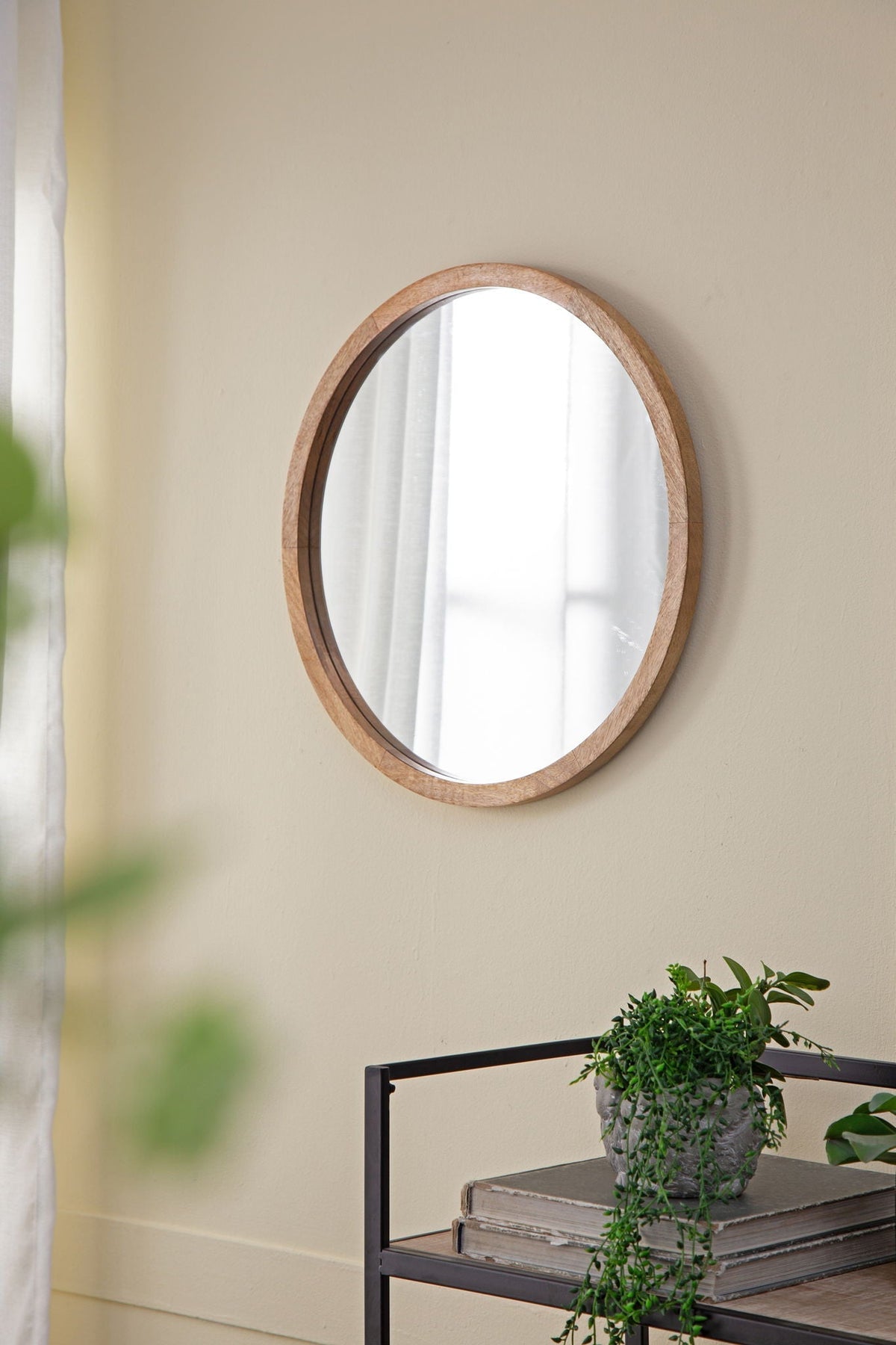NobleFrame Dark Brown Round Wall Mirror Elegant Wood Frame
