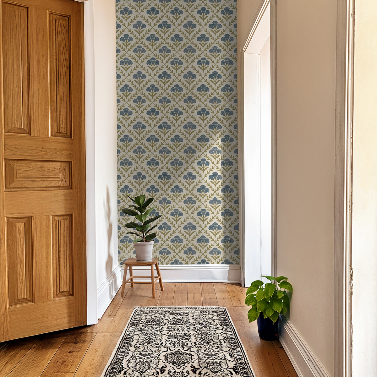 Wall Blush Original Marielos Elegant Floral Wallpaper Olive Beige