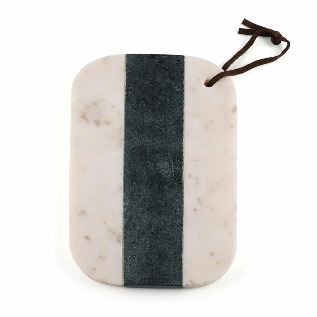Brandy Green White Marble Cheese Board With Leather Strap