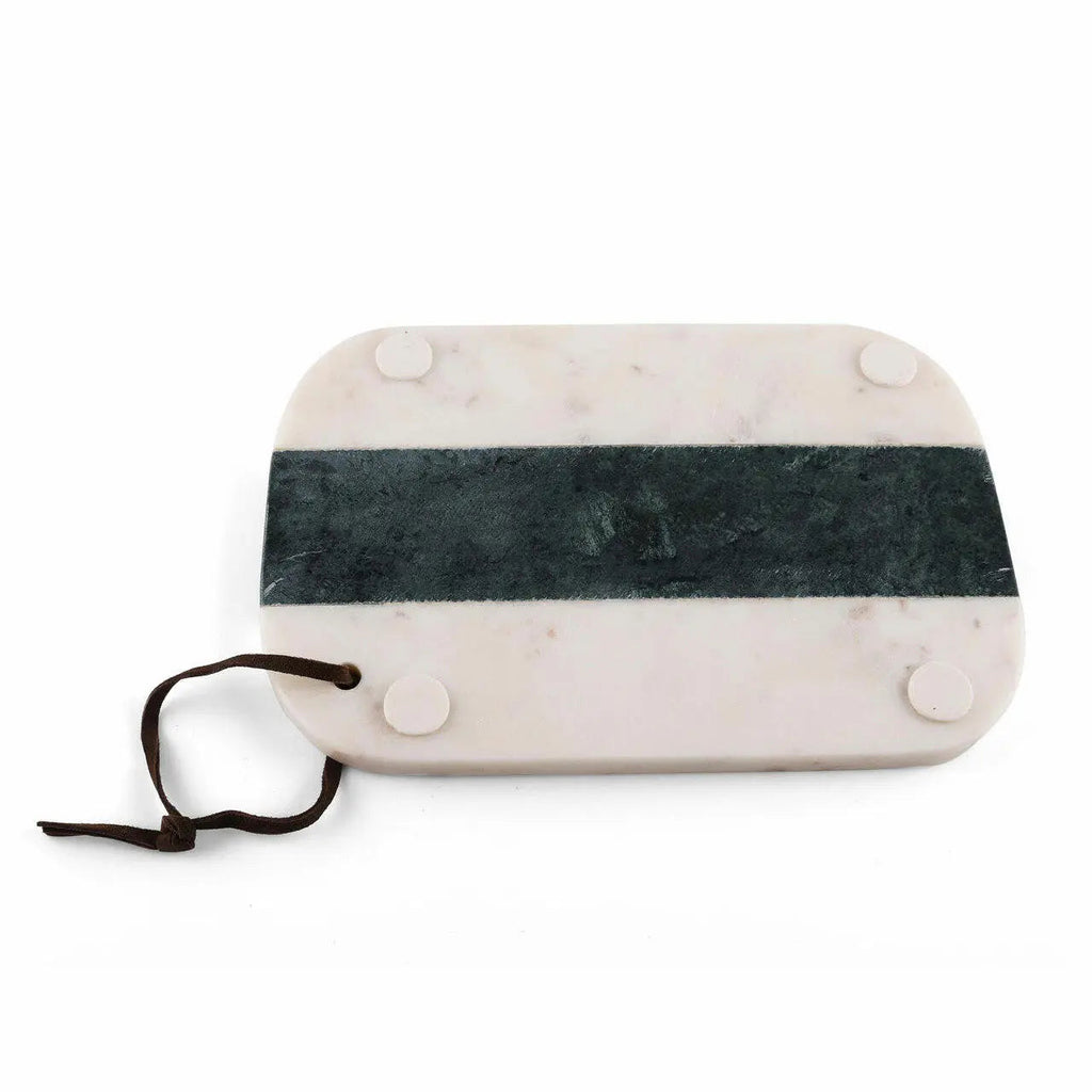 Brandy Green White Marble Cheese Board With Leather Strap
