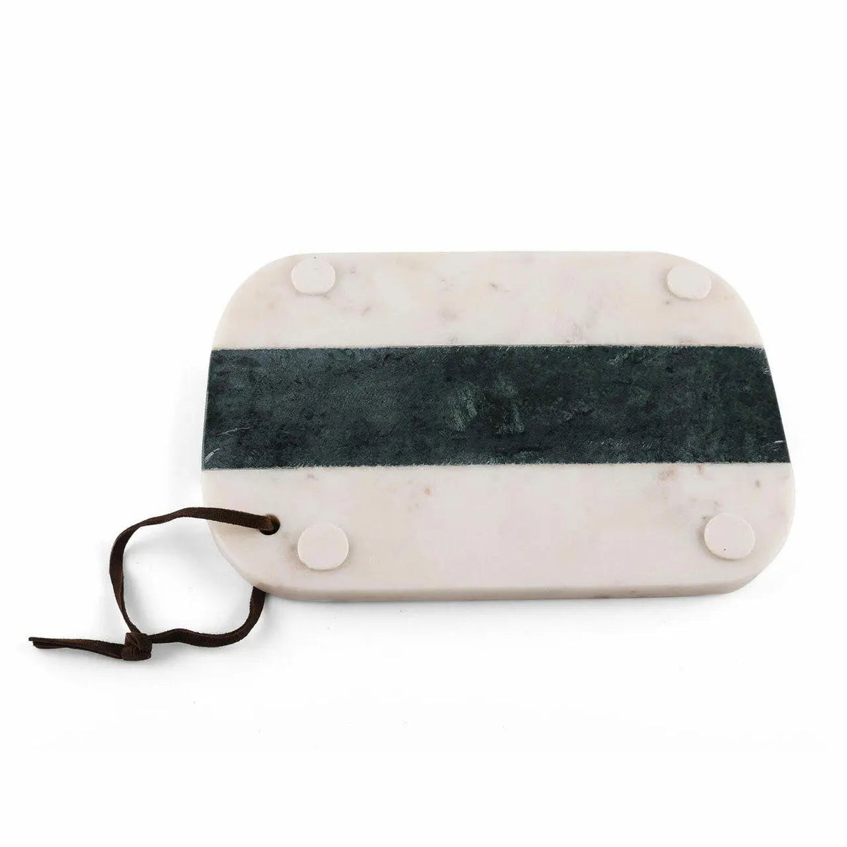 Brandy Green White Marble Cheese Board With Leather Strap