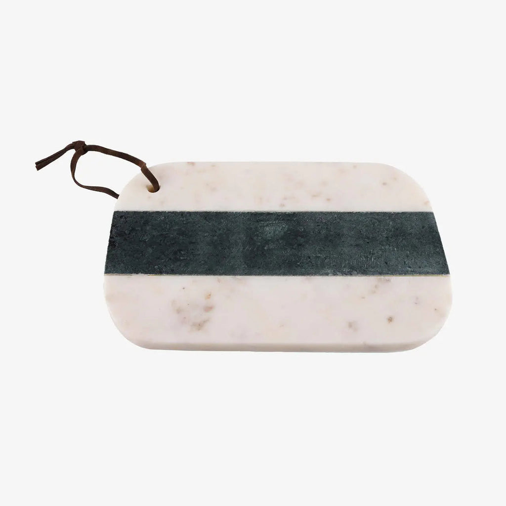 Brandy Green White Marble Cheese Board With Leather Strap