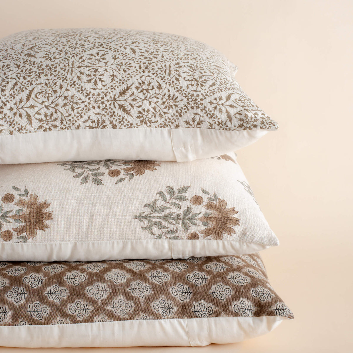 Liora Atelier Floral Block Print Pillow Cover Brown