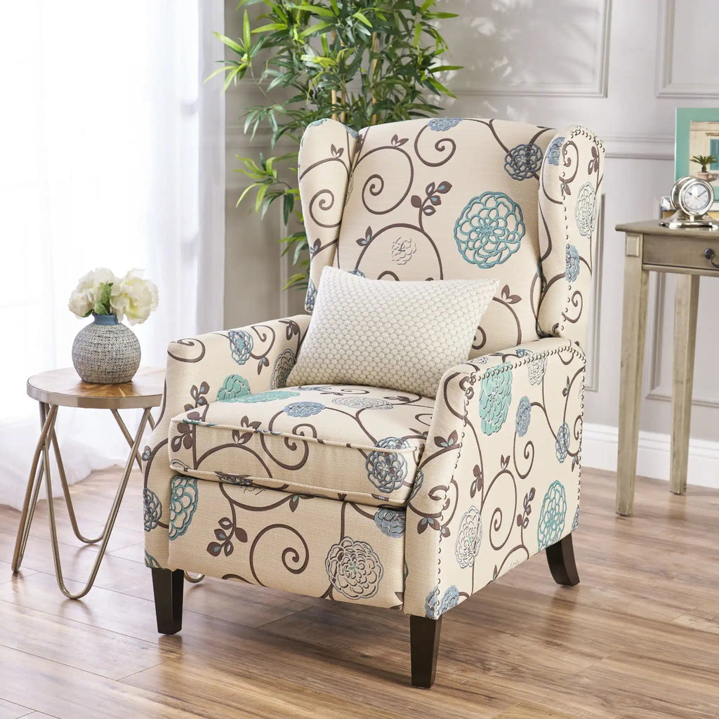 Westeros Elegant Wing Back Fabric Upholstered Recliner