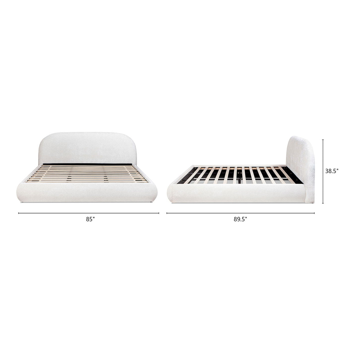 Archie Puffy Upholstered Platform Bed With Arch Headboard