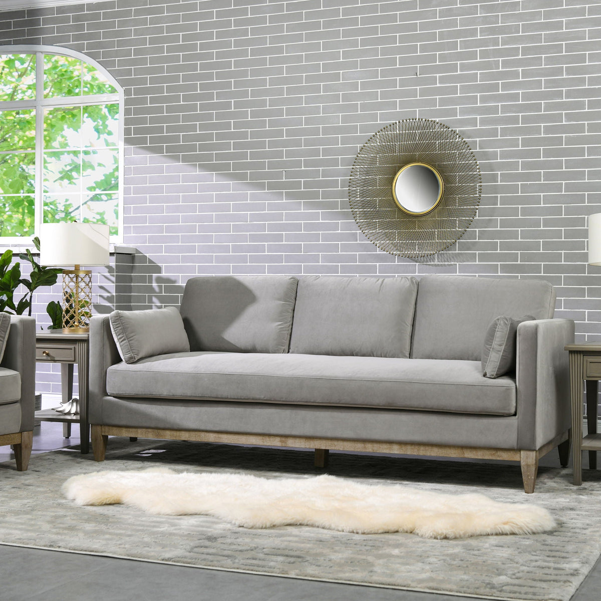 Knox Modern Farmhouse Sofa With Feather Wrapped Foam