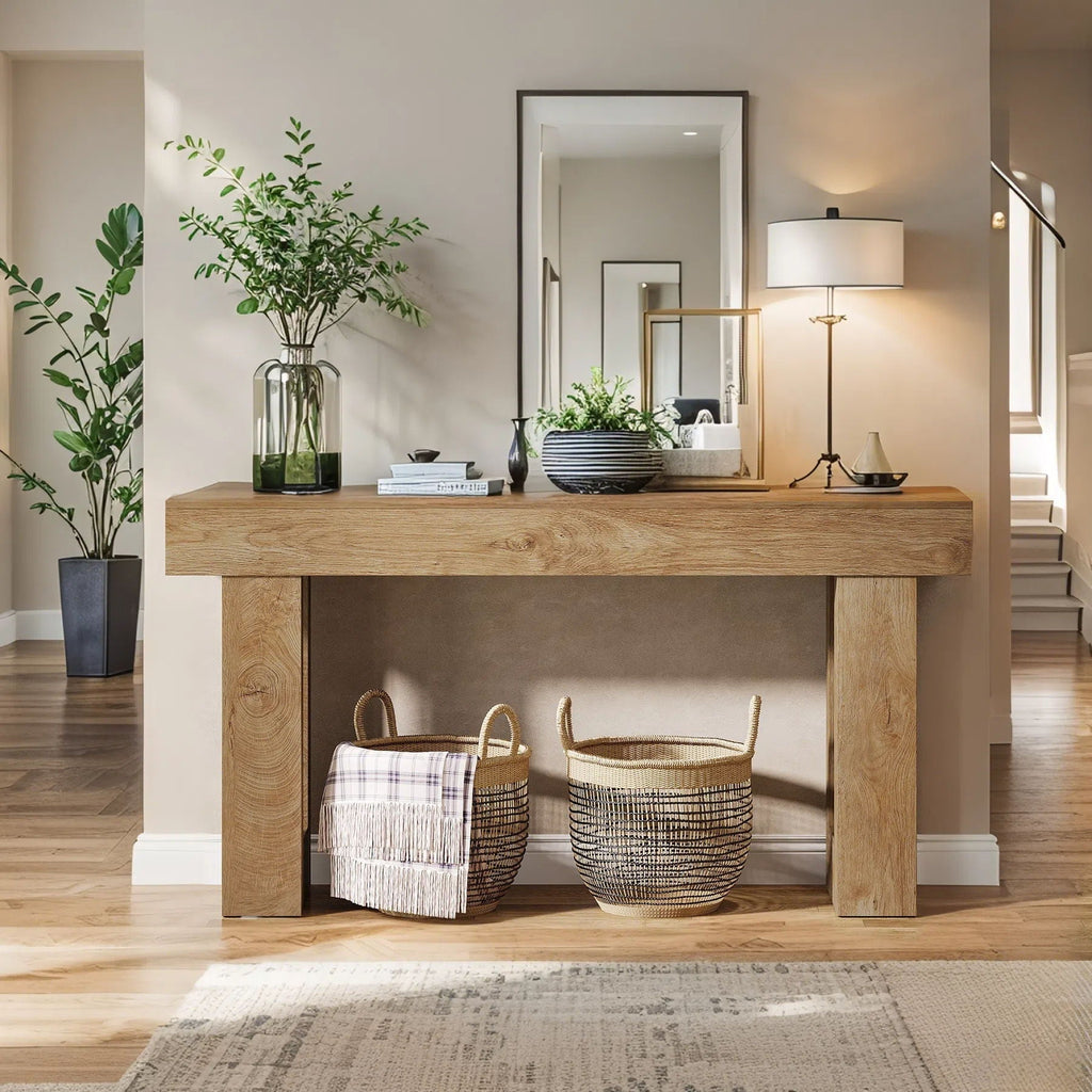 Crestline Home Extra Long Console Table With Natural Finish