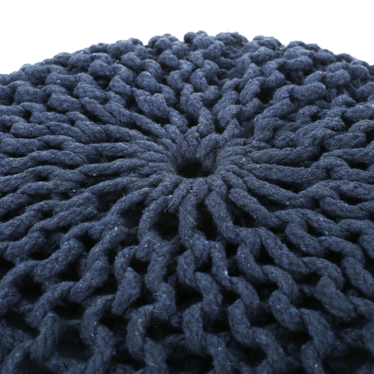 Luma Living Bordeaux Knitted Cotton Round Pouf Ottoman