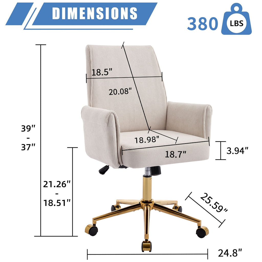 Vespera Ergonomic Office Chair With Polished Gold Base