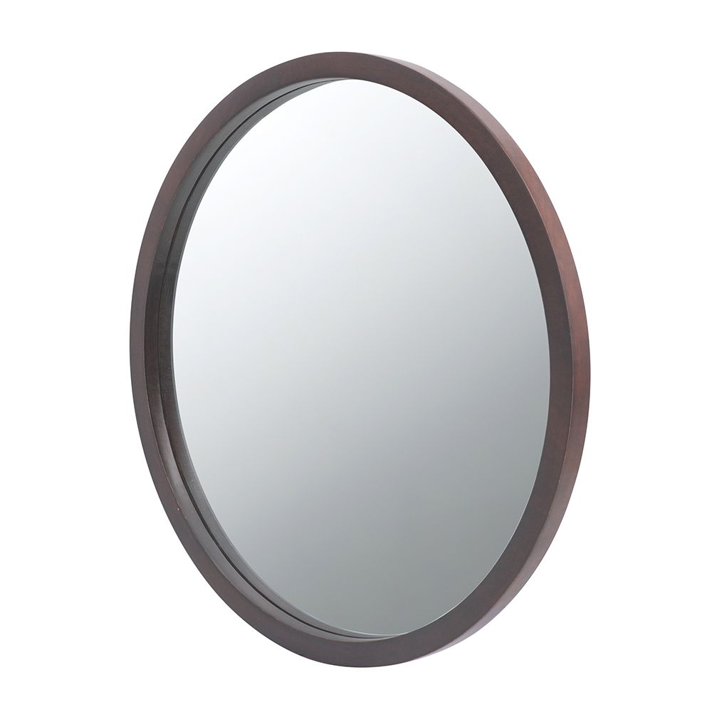 NobleFrame Dark Brown Round Wall Mirror Elegant Wood Frame
