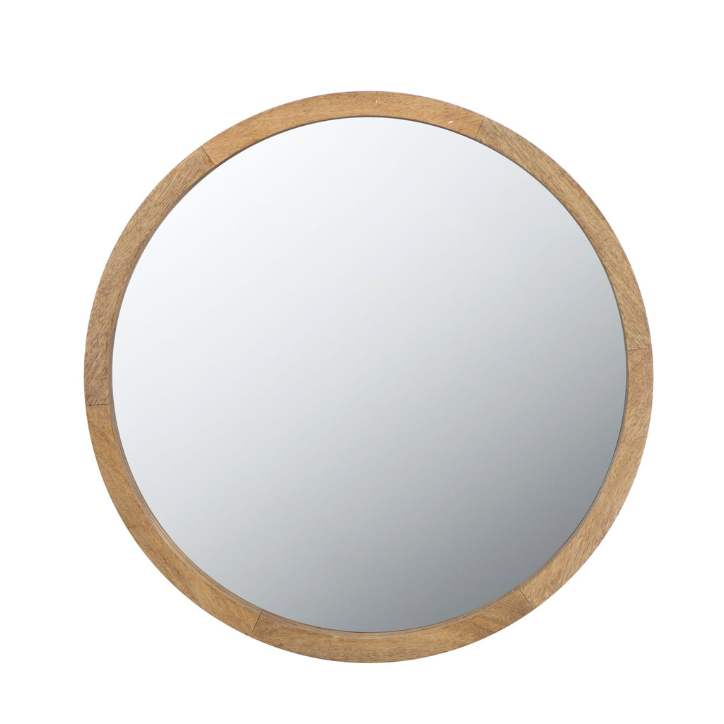 NobleFrame Dark Brown Round Wall Mirror Elegant Wood Frame