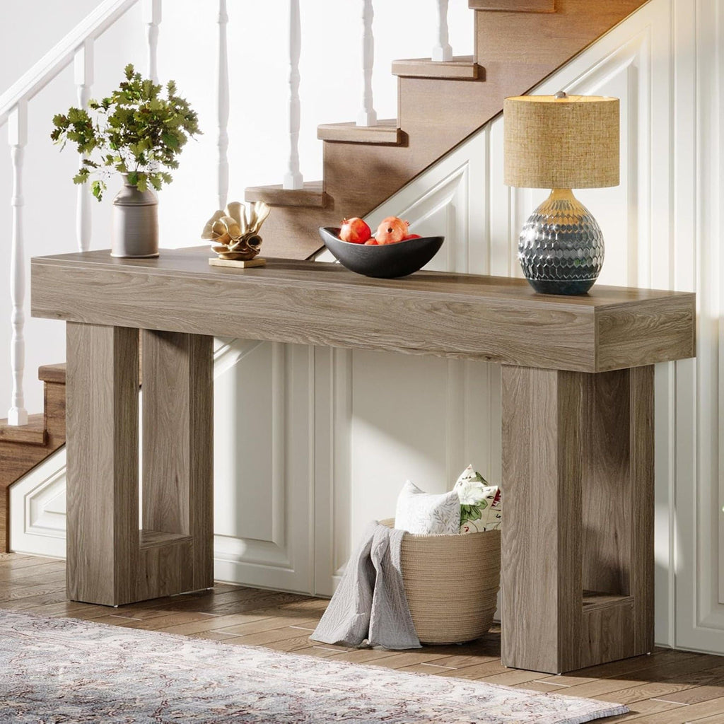 Crestline Home Extra Long Console Table With Natural Finish