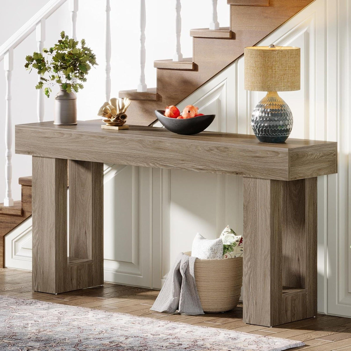 Crestline Home Extra Long Console Table With Natural Finish