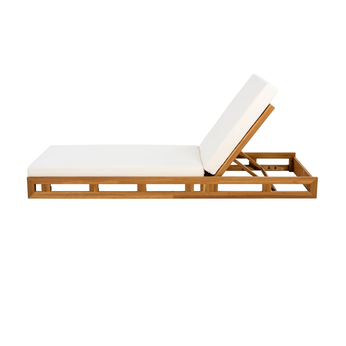 Aura Acacia Lounge Chaise With Water Resistant Cushion, Cream