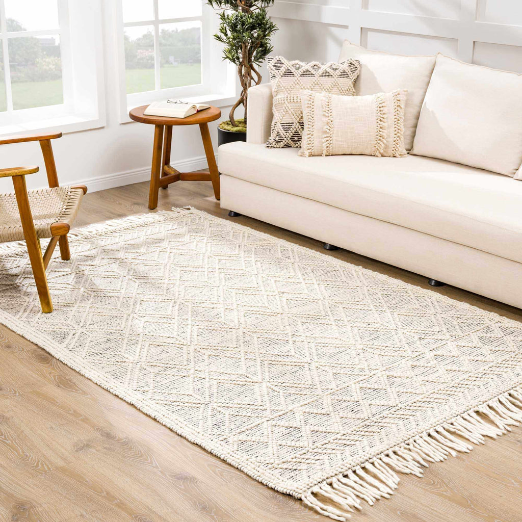 Ramsbury Ivory Black Handcrafted Wool Area Rug