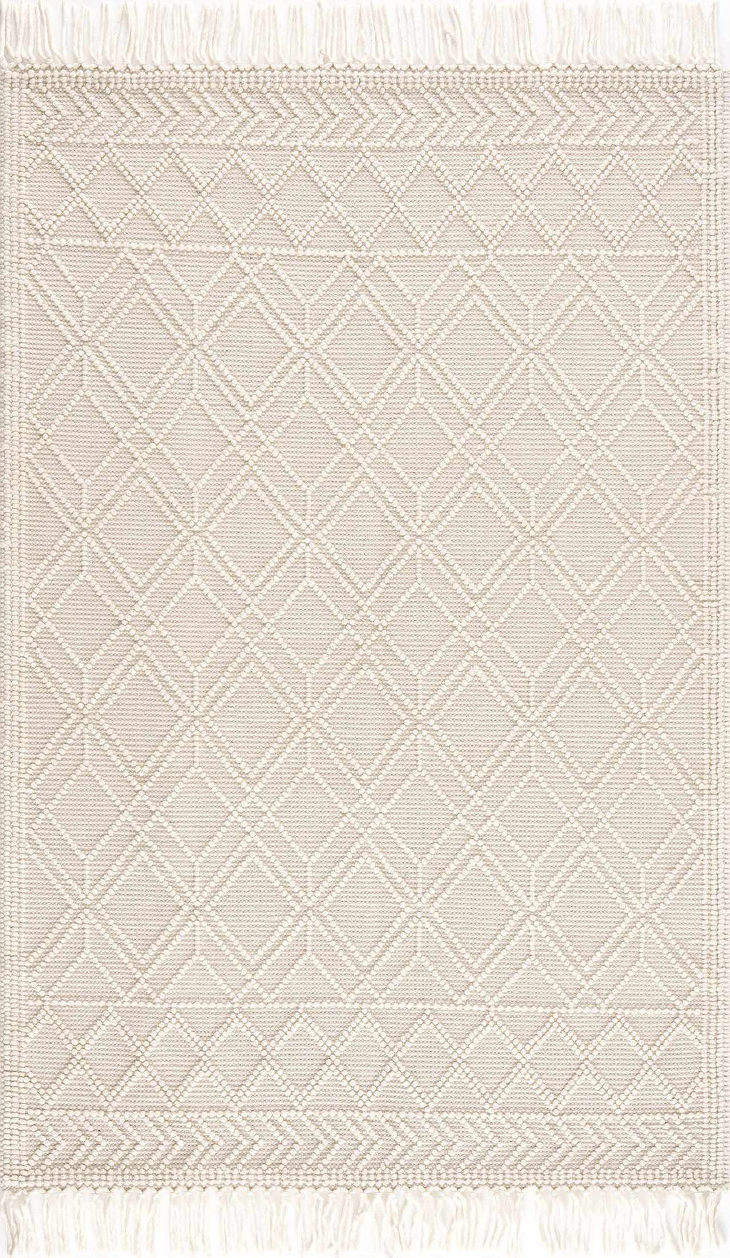 Ramsbury Trellis Weave Hand Woven Wool Blend Rug In Beige