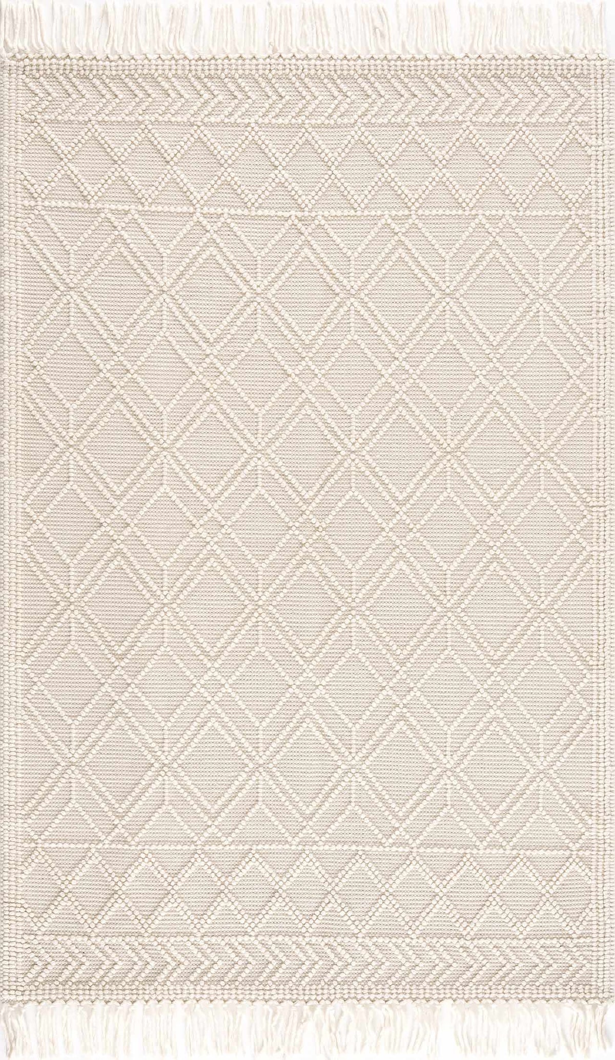 Ramsbury Trellis Weave Hand Woven Wool Blend Rug In Beige