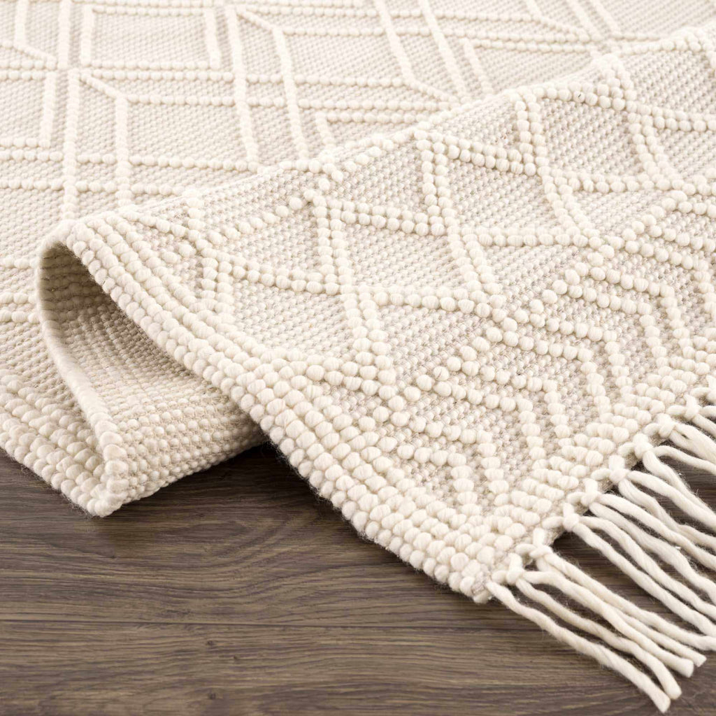 Ramsbury Trellis Weave Hand Woven Wool Blend Rug In Beige