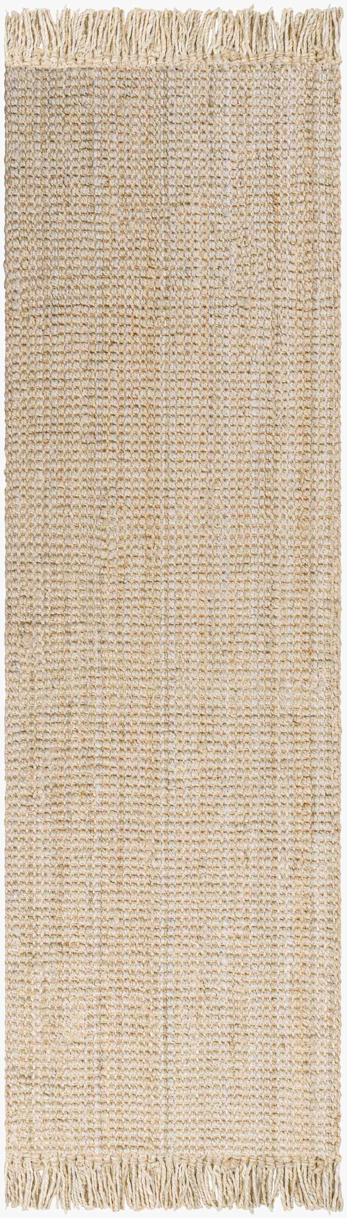 Senneterre Hand Woven Bleached Jute Rug With Tassel Fringe