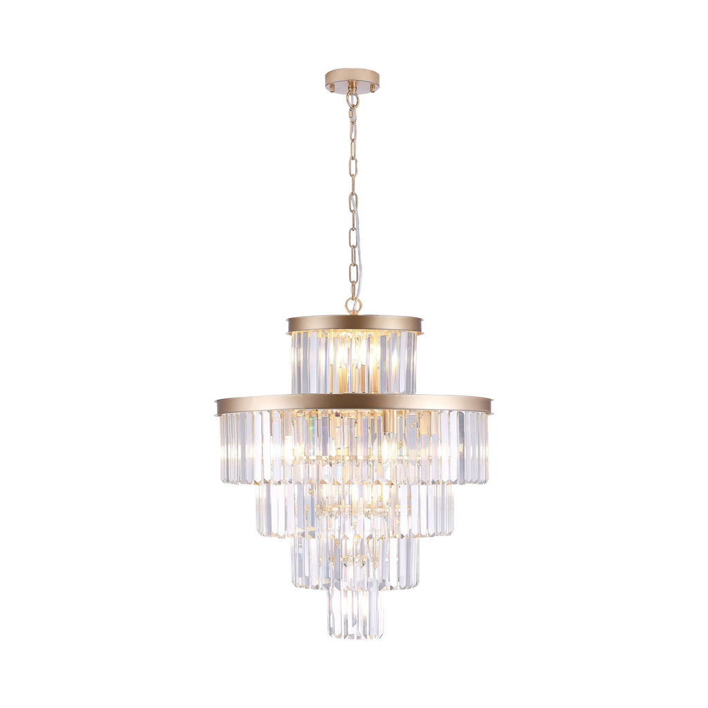 Premium Golden K9 Five Tier Crystal Chandelier 23.6 Inches