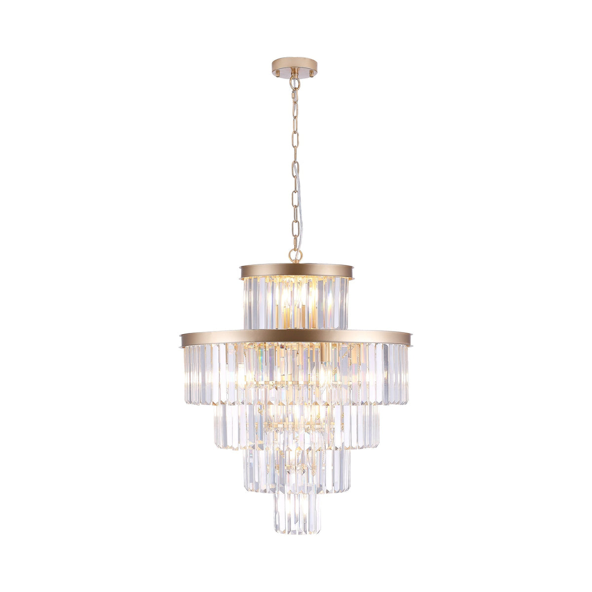 Premium Golden K9 Five Tier Crystal Chandelier 23.6 Inches