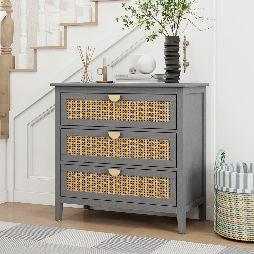 American Furniture 3 Drawer Cabinet Natural Woven Rattan