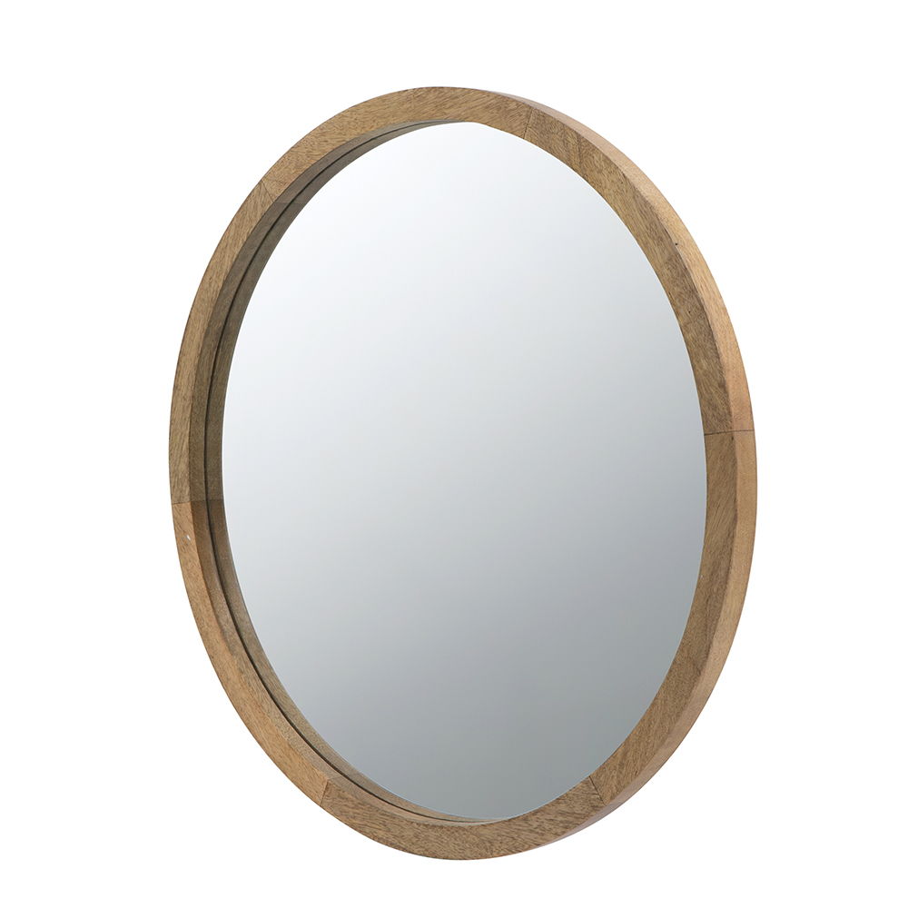 NobleFrame Dark Brown Round Wall Mirror Elegant Wood Frame