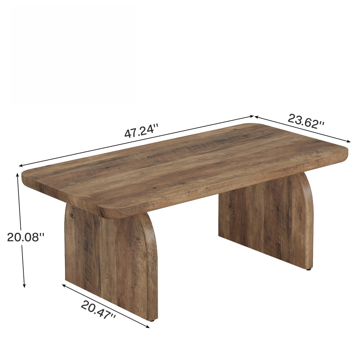 Aura Rectangle Coffee Table Brown H Base Child Safe Rounded Corners
