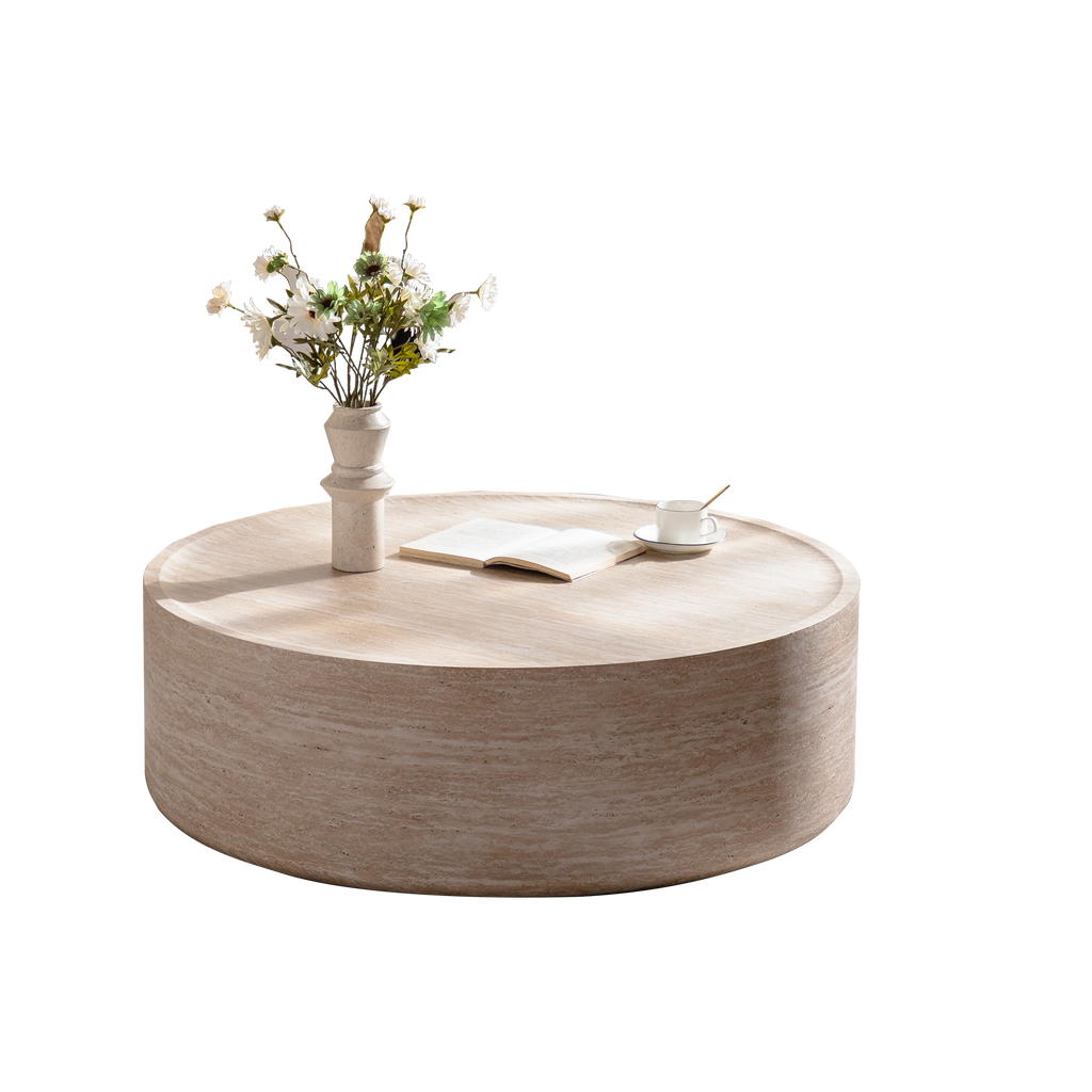 LuxeLiving 40 Inch Round Coffee Table With Mars Pattern Finish