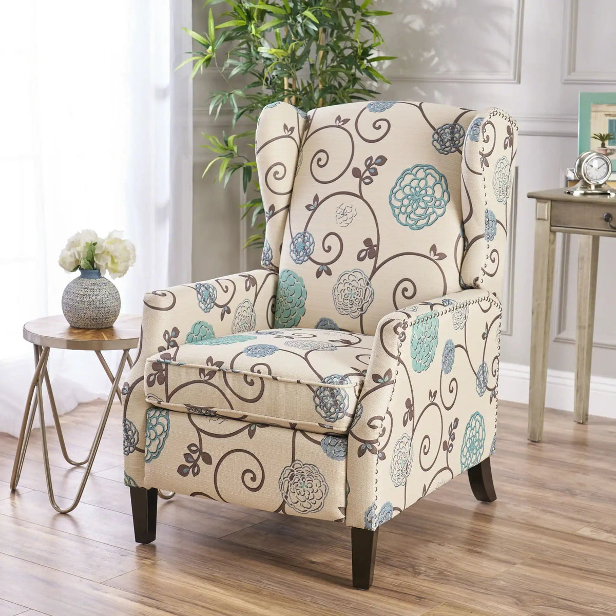 Westeros Elegant Wing Back Fabric Upholstered Recliner