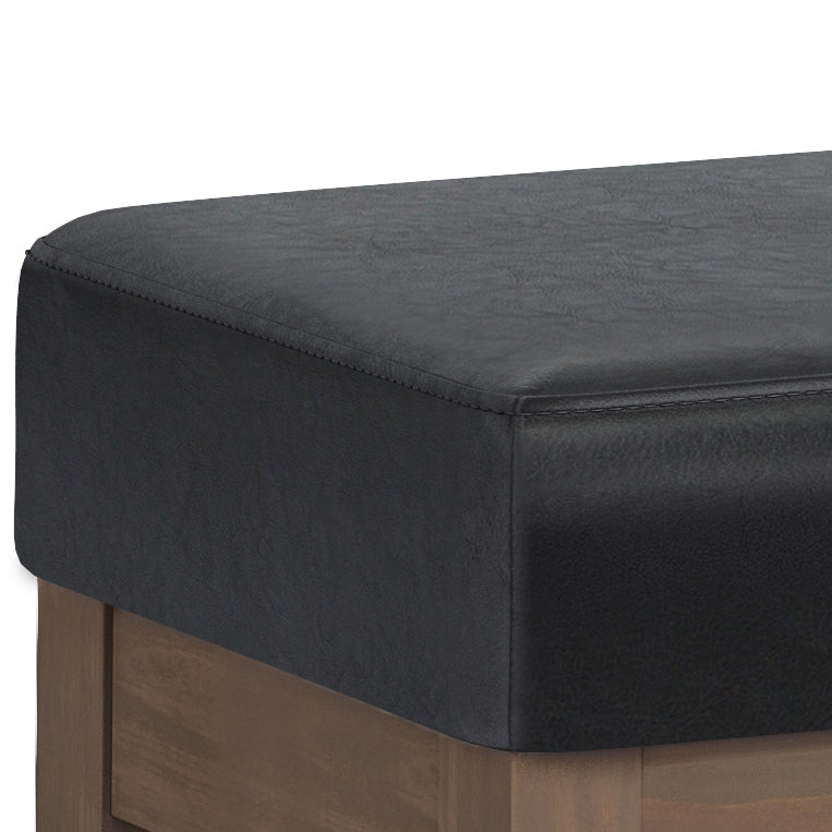 Milltown Solid Wood Large Ottoman Bench Midnight Black