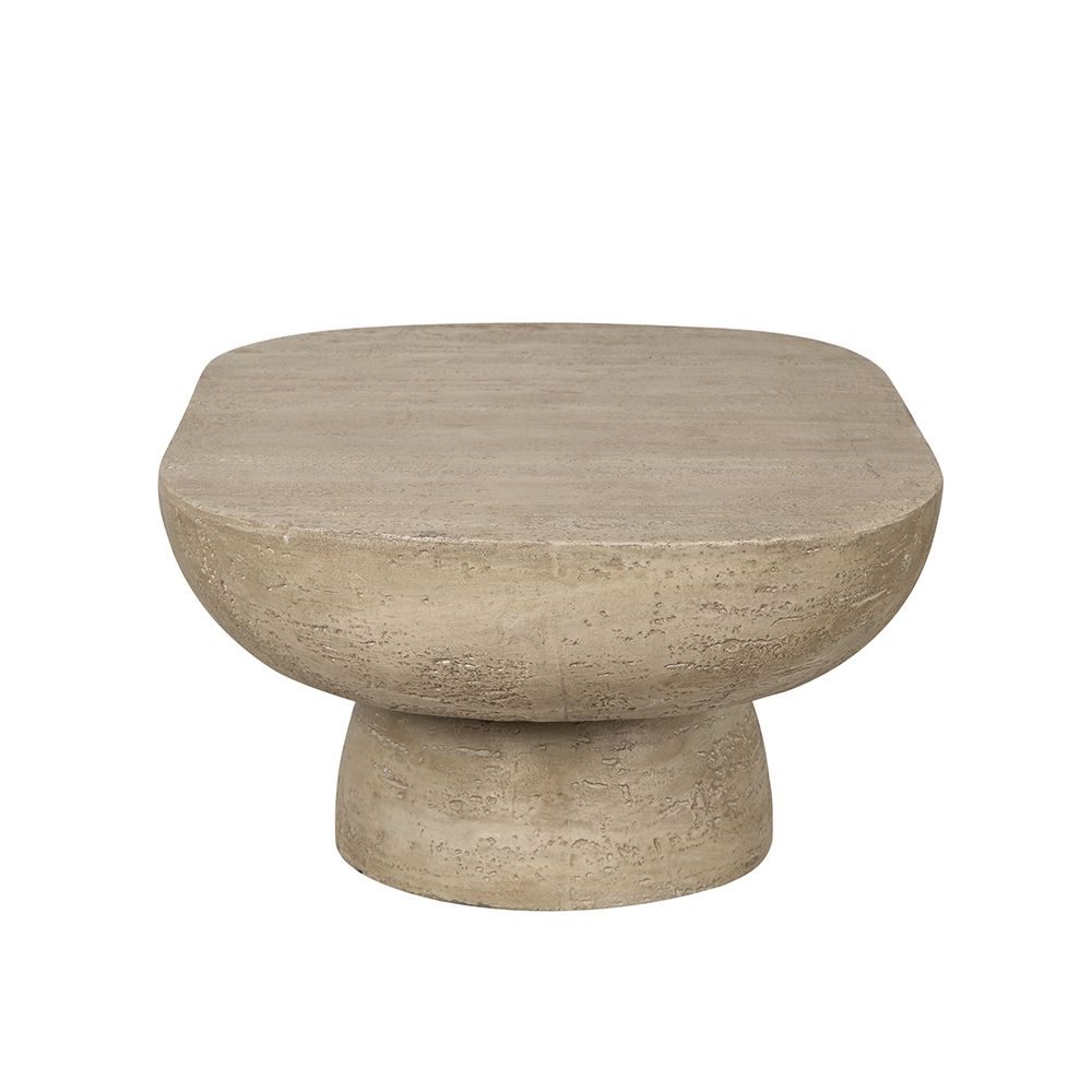 Aura Living Organic Design Oval Coffee Table With Rounded Base