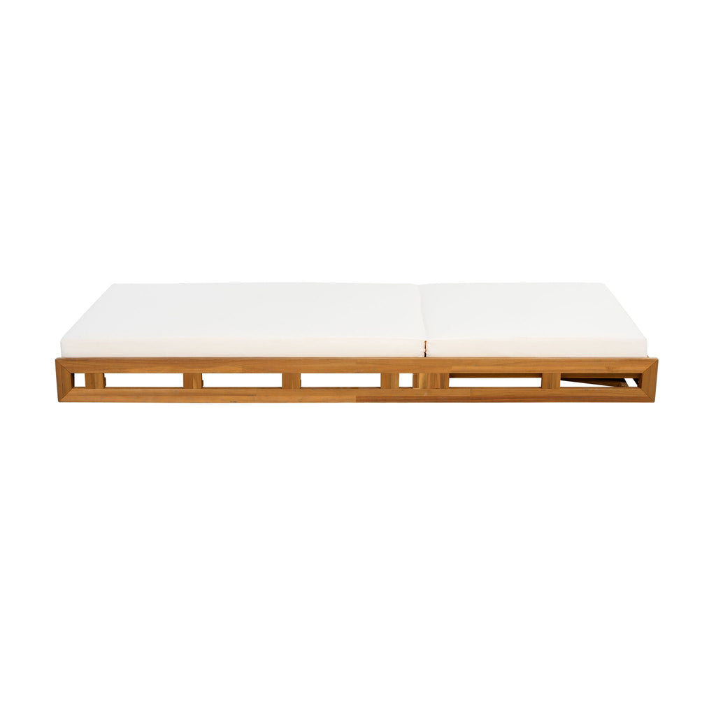 Aura Acacia Lounge Chaise With Water Resistant Cushion, Cream