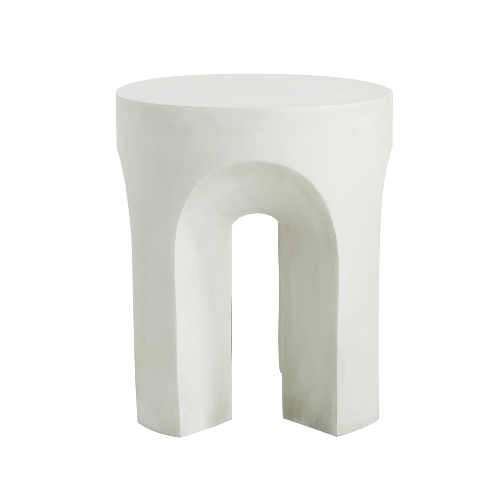AriaLiving Antique White Lightweight Concrete Round Side Table