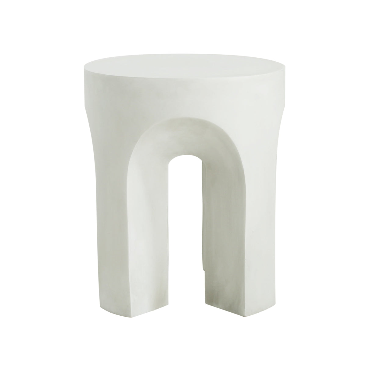 AriaLiving Antique White Lightweight Concrete Round Side Table