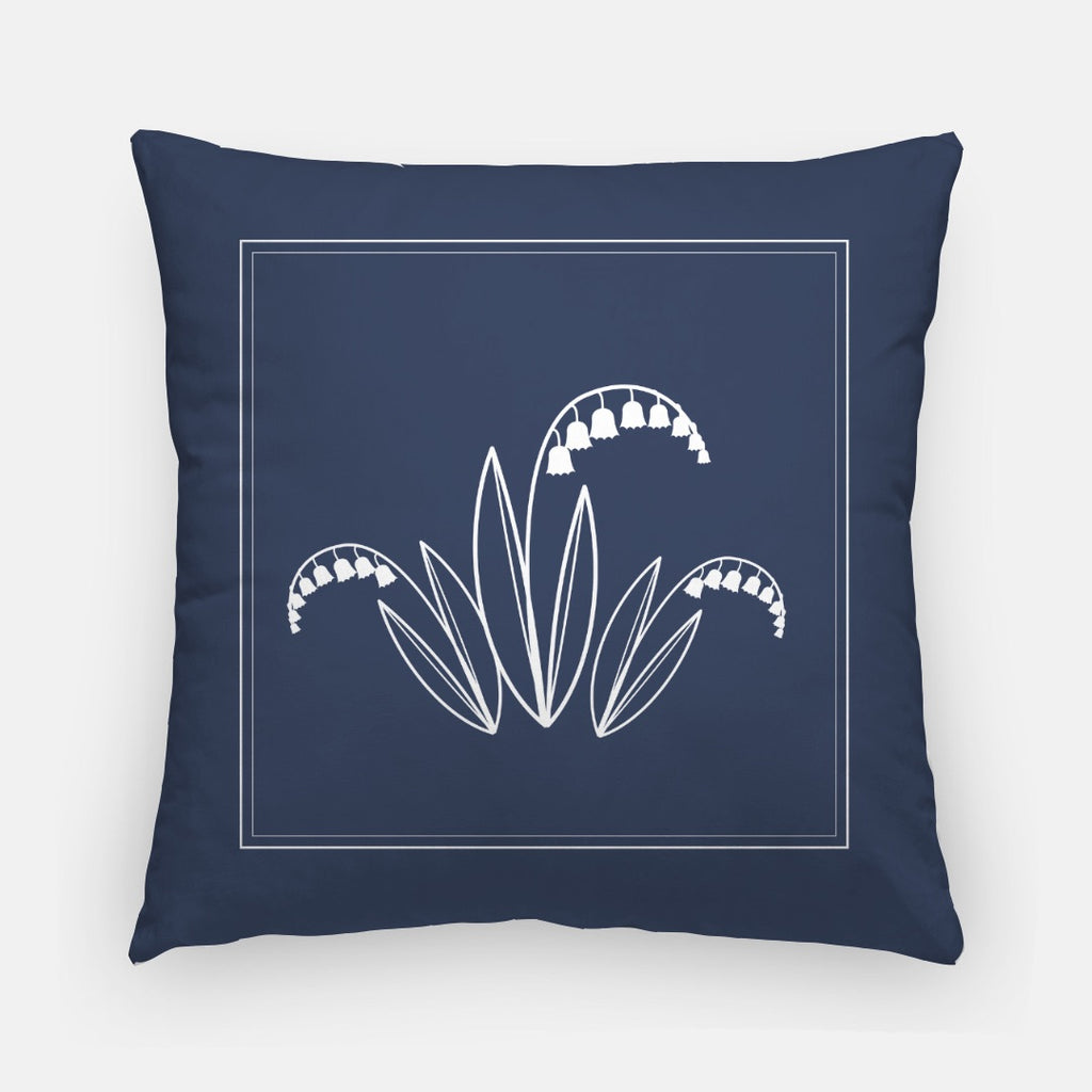 Lily of the Valley Statement Pillow Cover – Navy & White