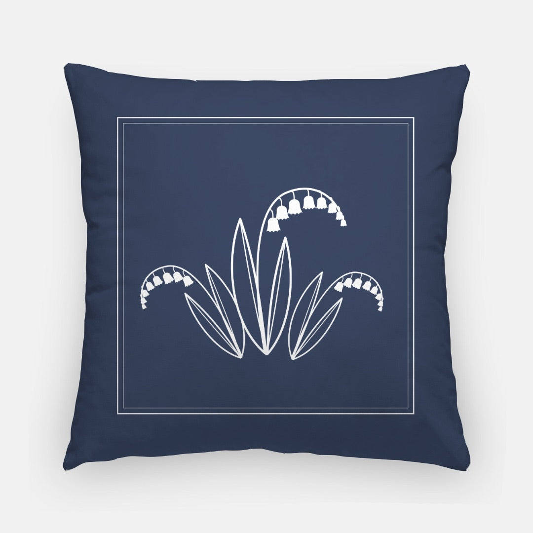 Lily of the Valley Statement Pillow Cover – Navy & White