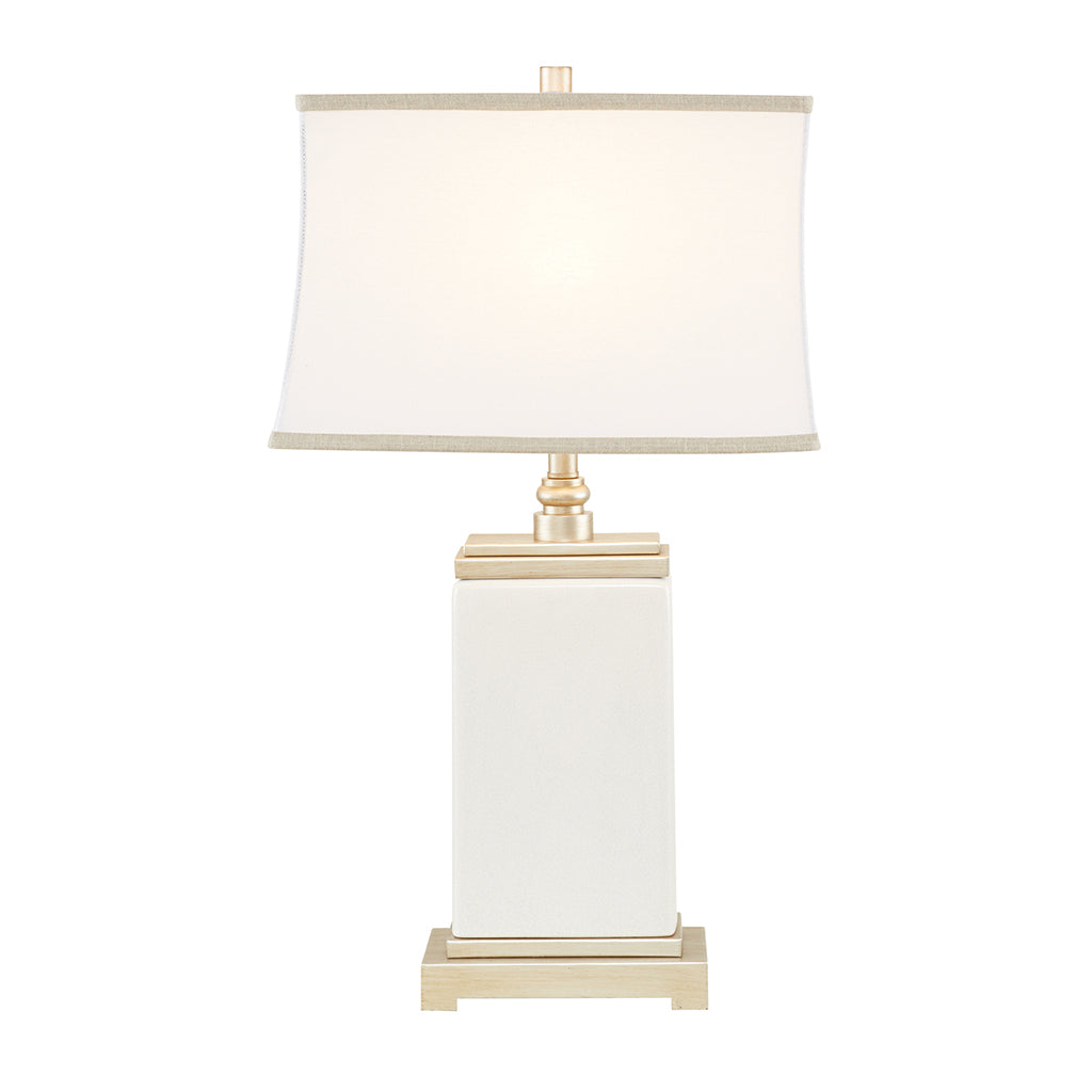 Vesper Ivory Rectangular Ceramic Table Lamp Antique Silver