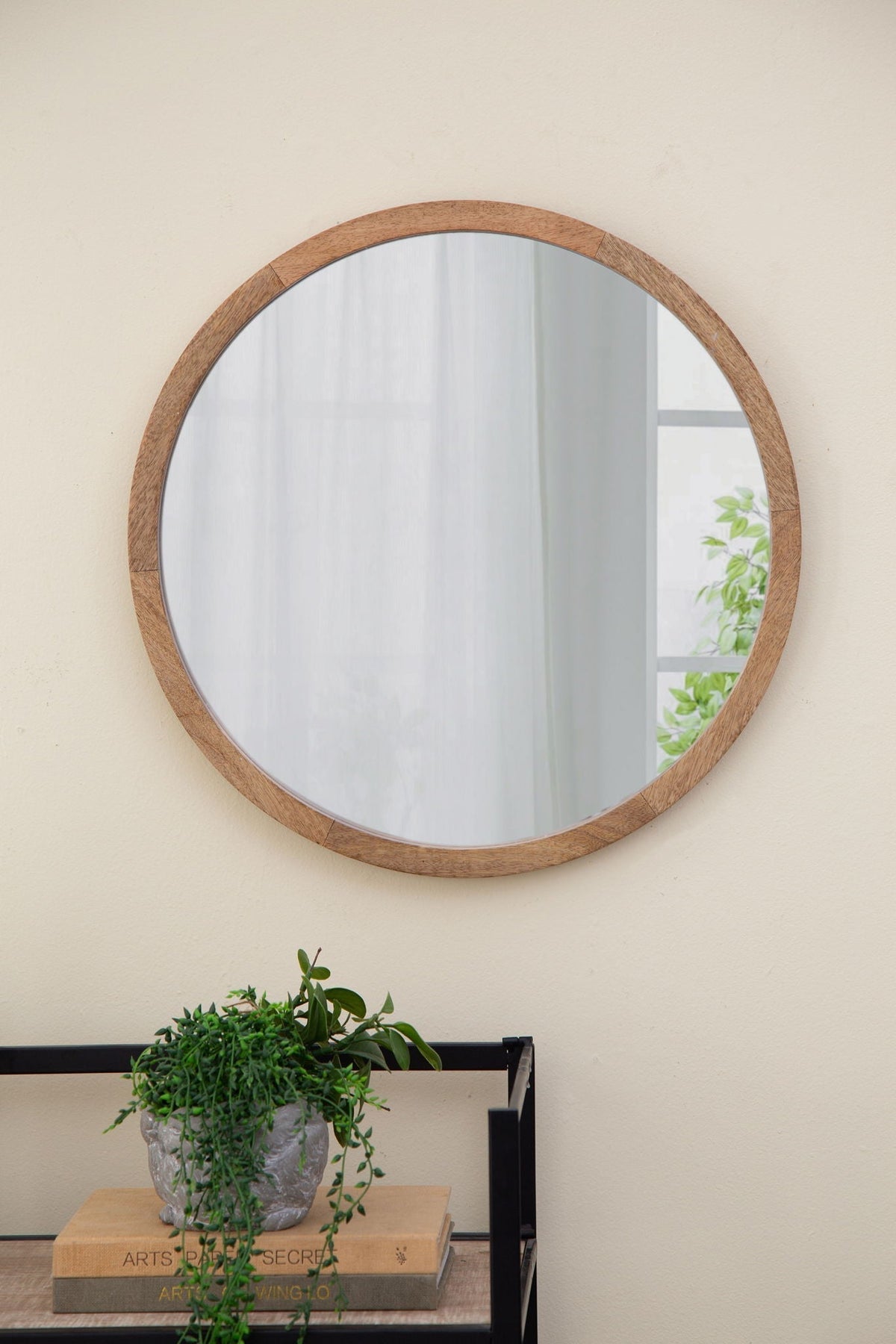 NobleFrame Dark Brown Round Wall Mirror Elegant Wood Frame