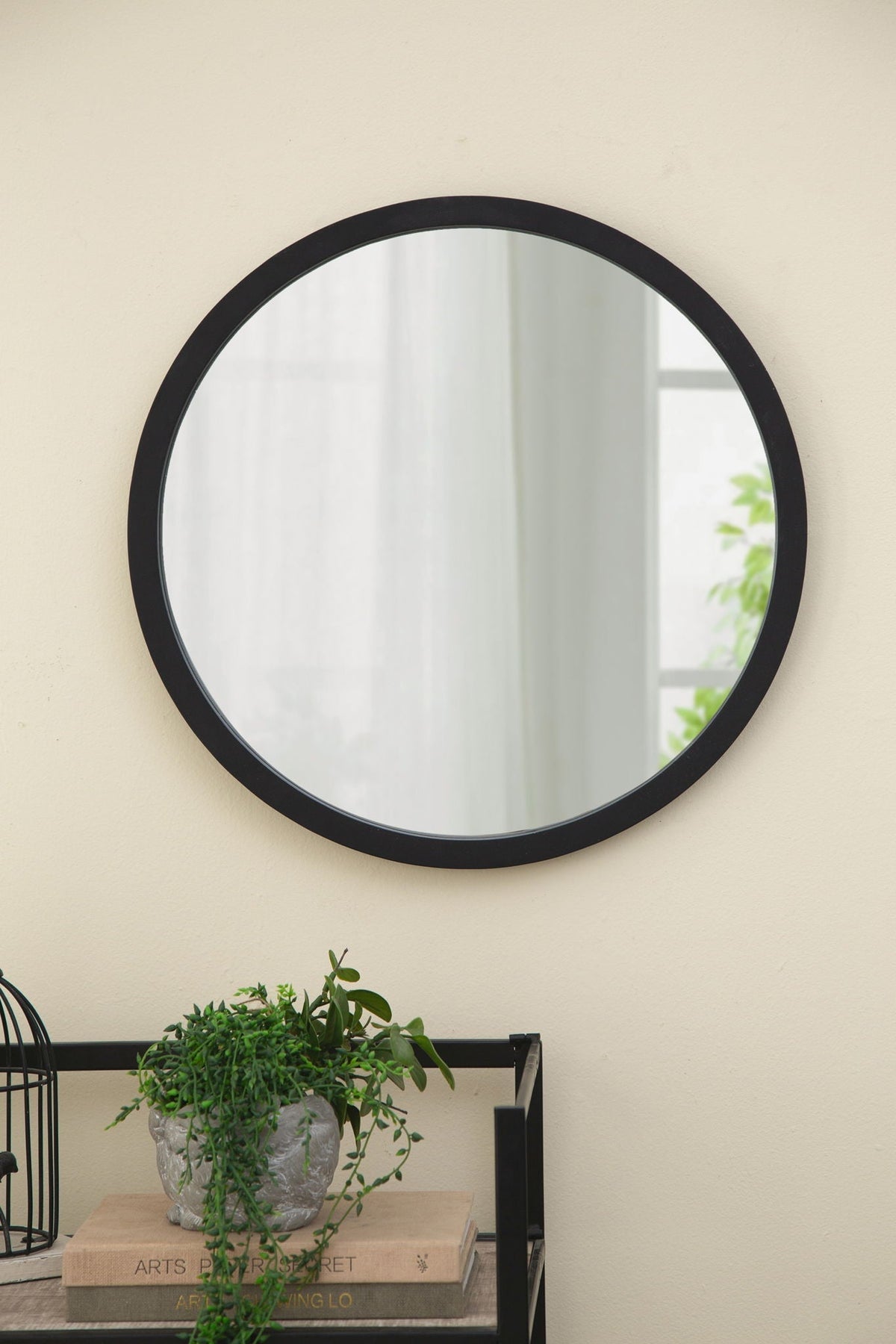 NobleFrame Dark Brown Round Wall Mirror Elegant Wood Frame