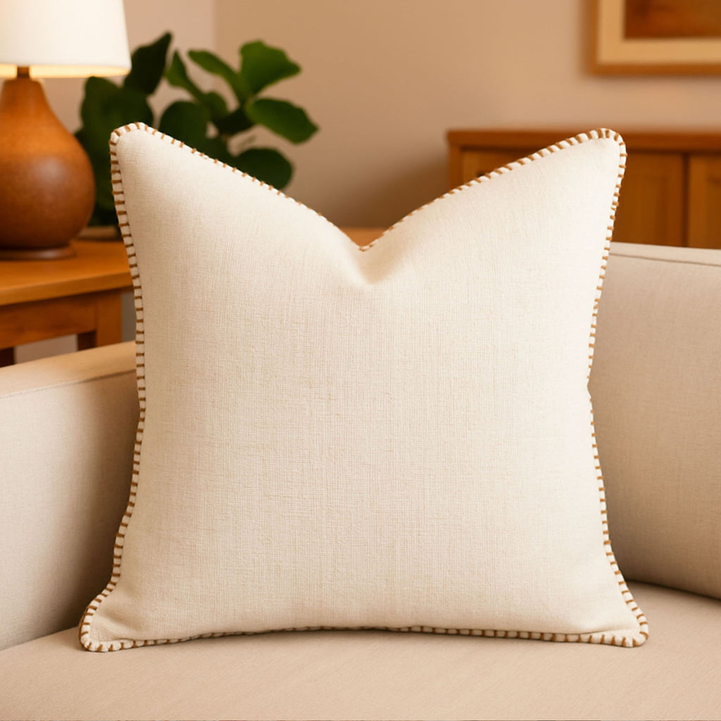 Homey Cozy Decorative Stitching Throw Pillow In Ivory