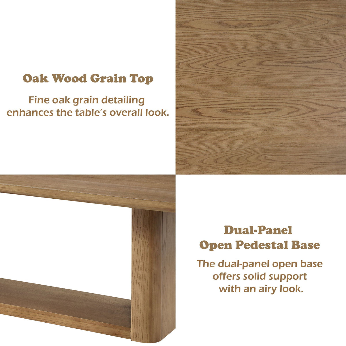 Vesta Zoey Oak Dining Table With Dual Pedestal Base