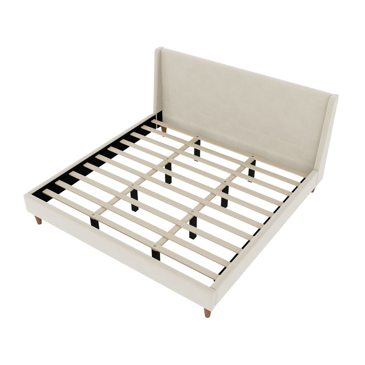 Luna Wingback Platform Bed With Elegant Custom Upholstery
