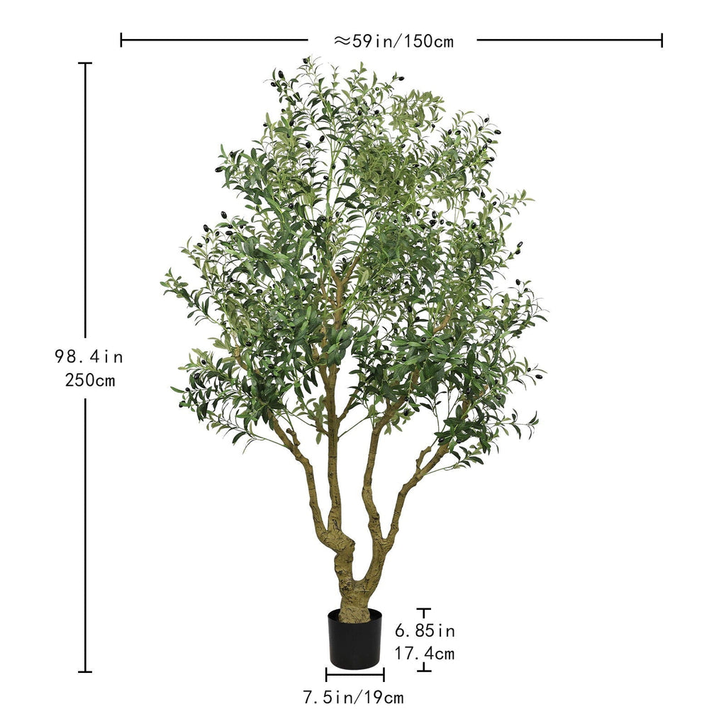 Verdant Olive Tree With Natural Trunk Green 8.2 Feet Tall