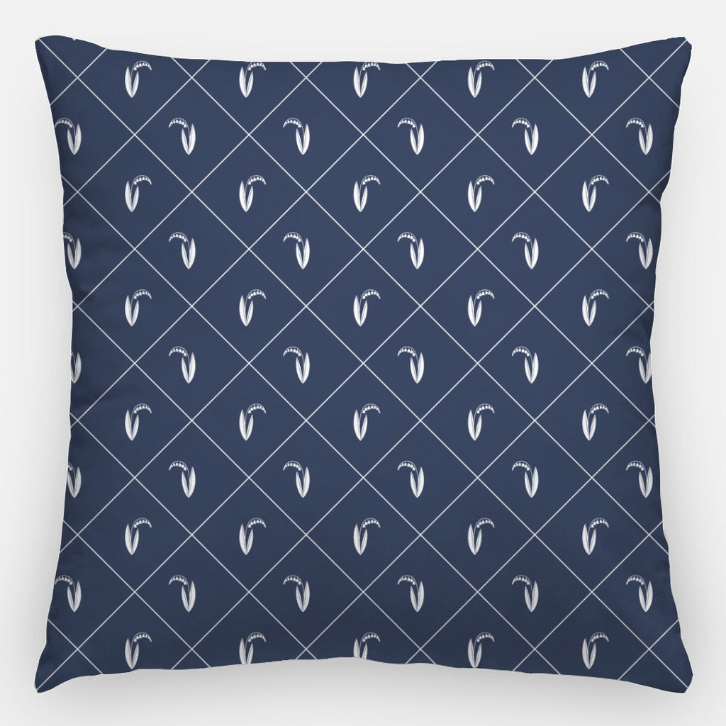 Lily of the Valley Diamond Lattice Pillow Cover – Navy & White