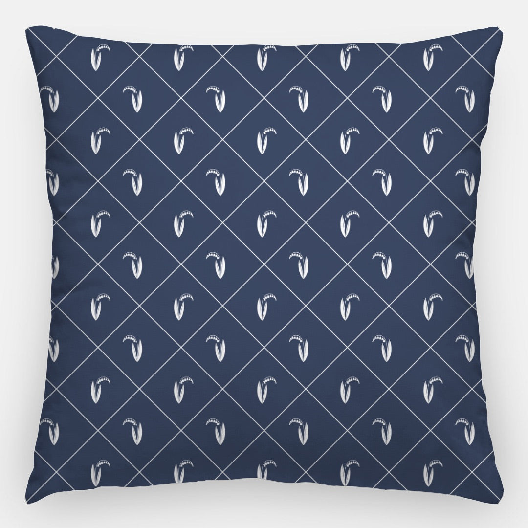Lily of the Valley Diamond Lattice Pillow Cover – Navy & White