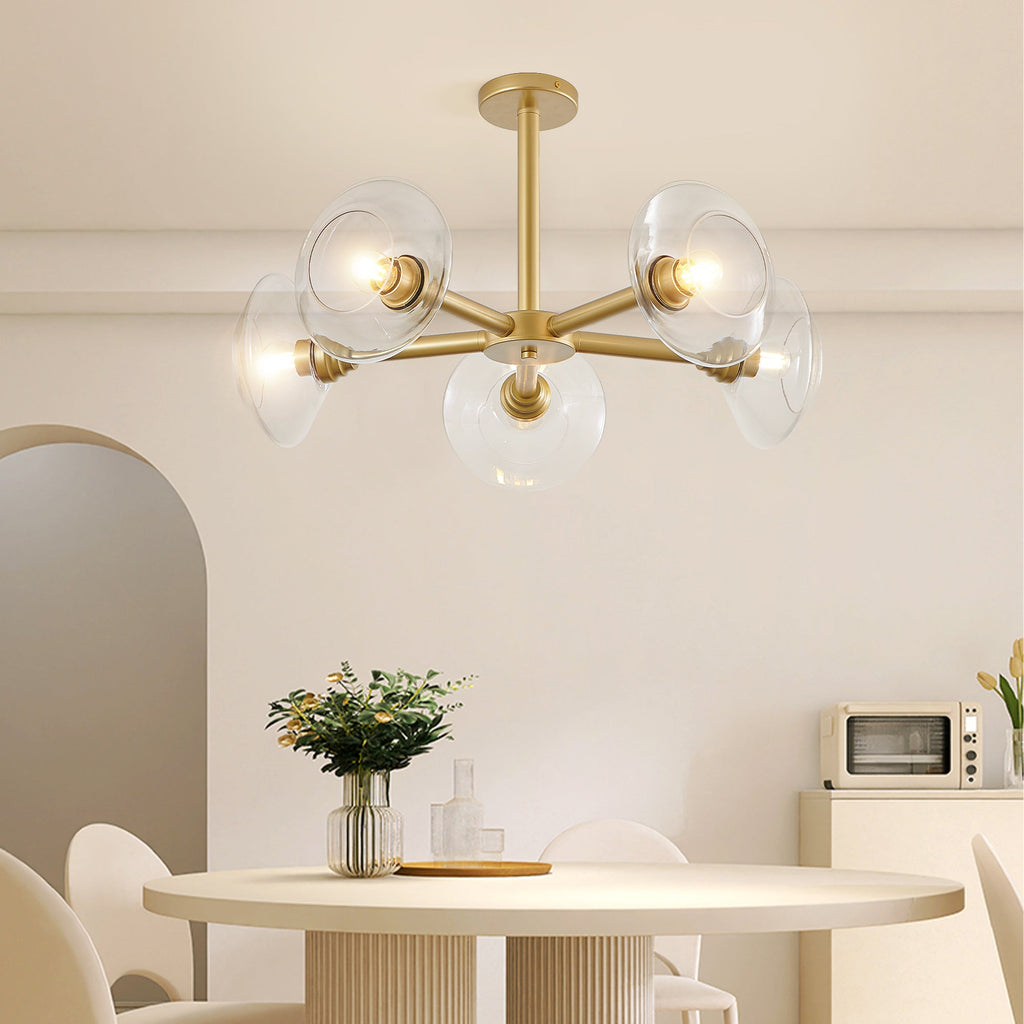 Luxora 26 Inch Modern Gold Five Light Sputnik Chandelier