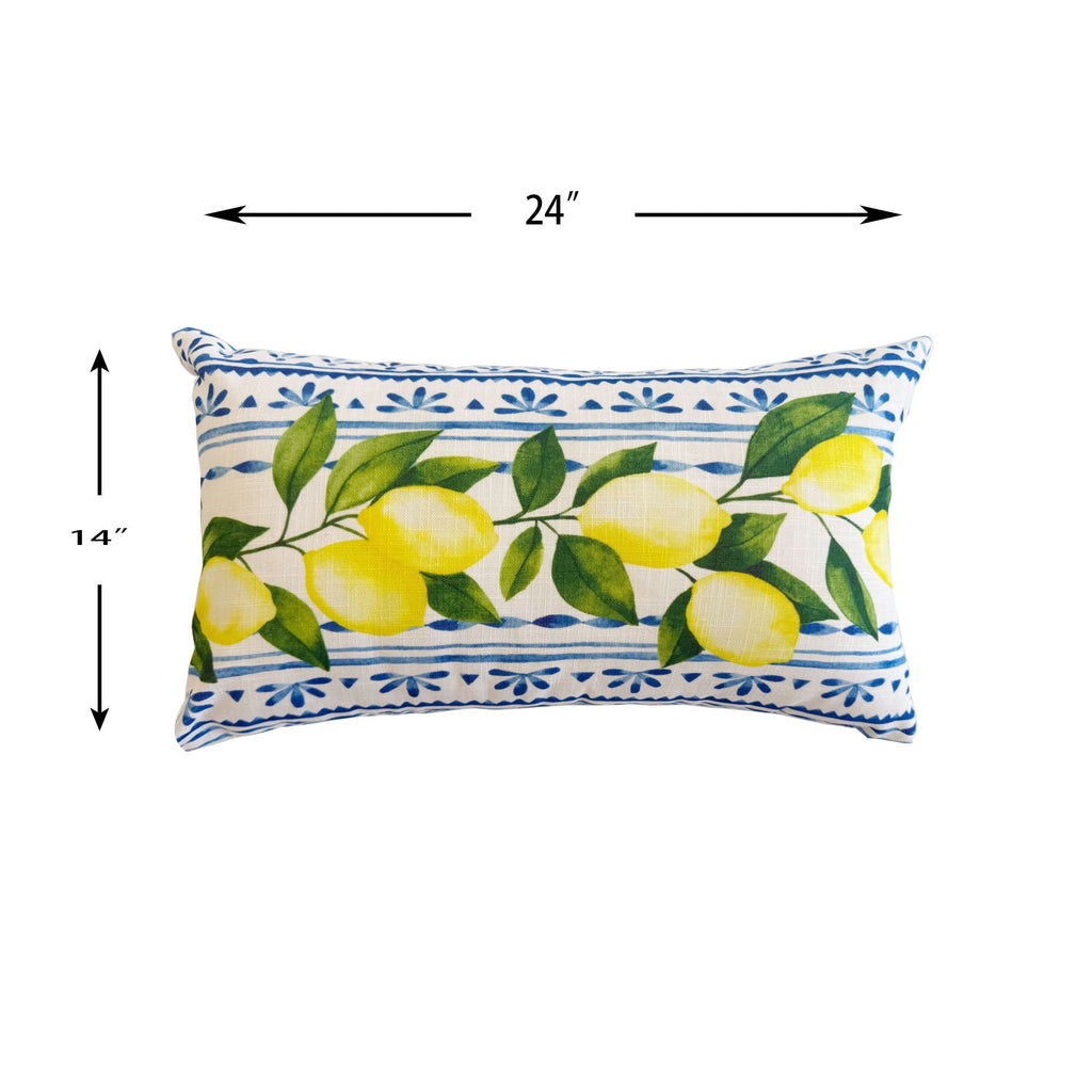 Summer Fresh Outdoor Lumbar Pillow Lemon Multi Weather Resistant