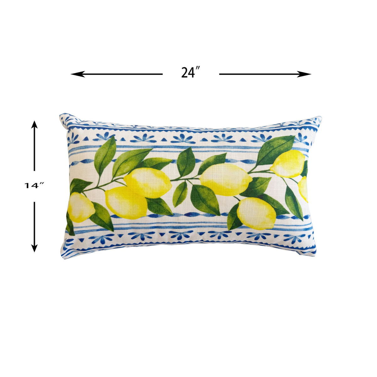 Summer Fresh Outdoor Lumbar Pillow Lemon Multi Weather Resistant